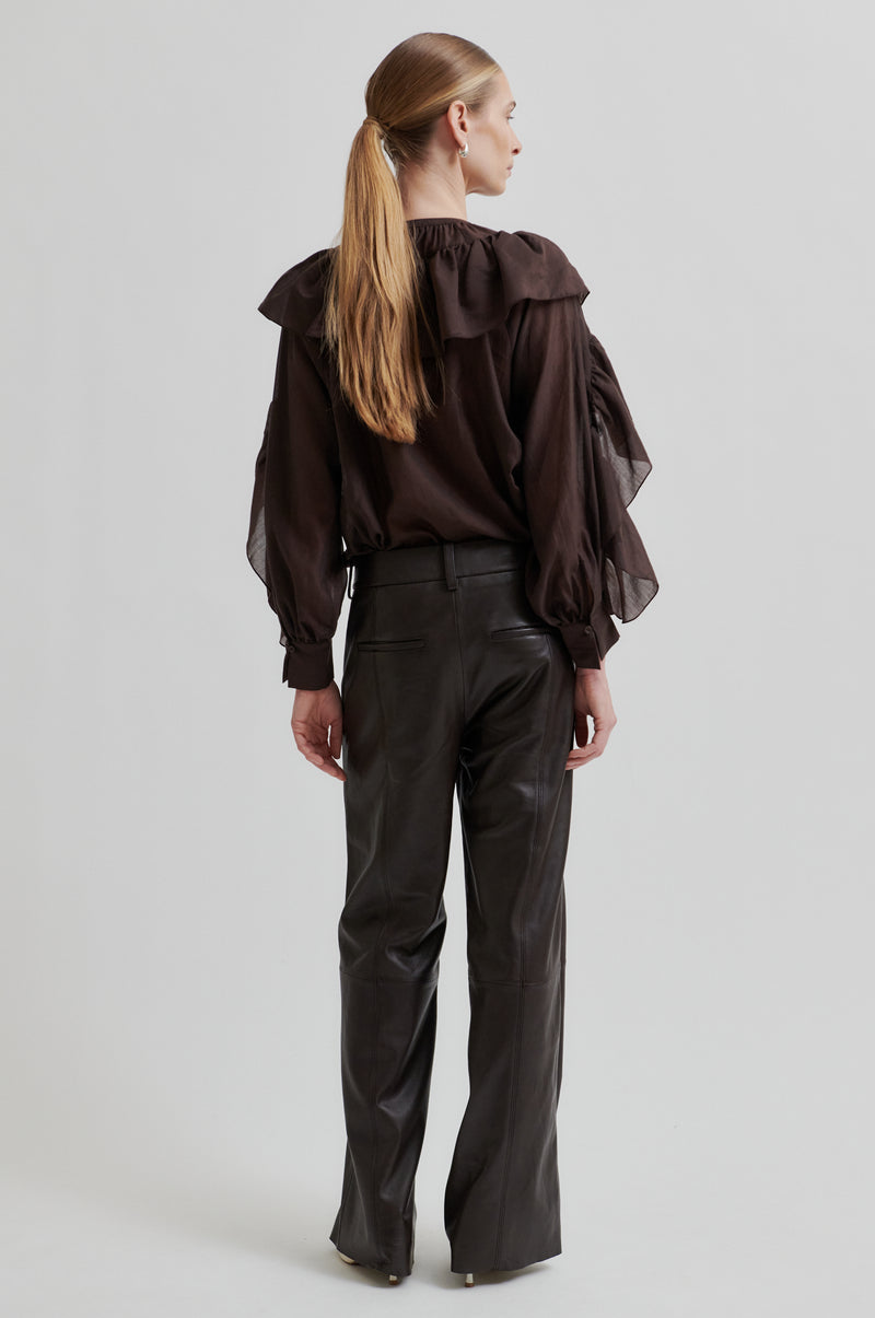 Letho Leather Straight Trousers