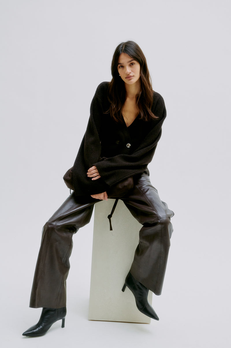 Letho Leather Straight Trousers